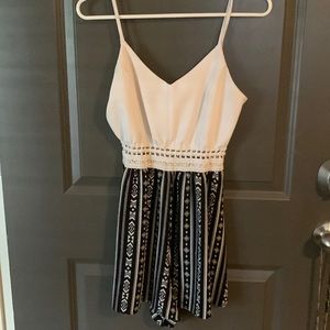 White and black Aztec romper